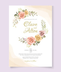 Fototapeta na wymiar Romantic roses wedding invitation card design