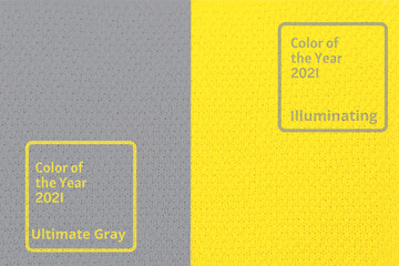 Obraz premium Bright illuminating yellow and gray colours knitted sweater.