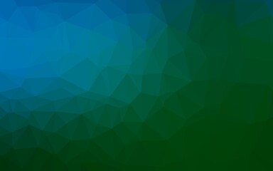 Dark Blue, Green vector polygonal background. Shining illustration, which consist of triangles. Triangular pattern for your business design.