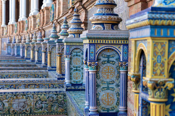 Obraz premium detail of the ceramic in seville spain - plaza de españa