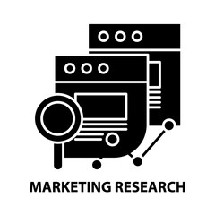 marketing research icon, black vector sign with editable strokes, concept illustration