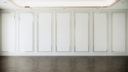empty white room classic modern style. room interior design 3d background render