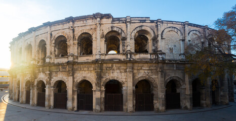 Obraz premium Facade of ancient Arena of Nimes, France
