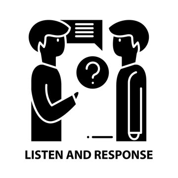 Listen And Response Icon, Black Vector Sign With Editable Strokes, Concept Illustration