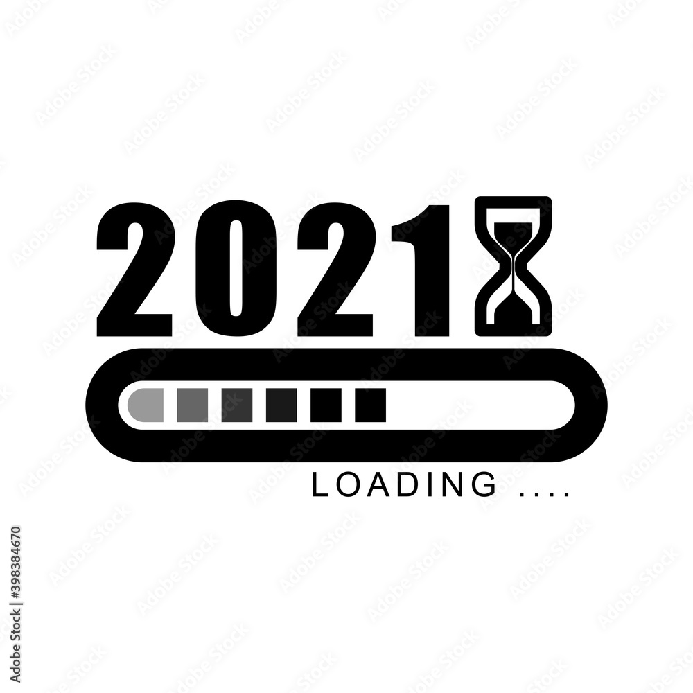 Poster new year icon 2021 with loading. simple design editable. design vector illustration