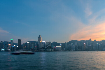 Fototapeta na wymiar Hong Kong Skyscrapers in sunset