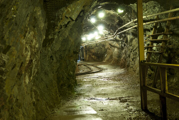 under ground mining tunnel in copper mine