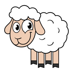 Vector Cartoon Cute Sheep Illustration