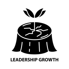 leadership growth icon, black vector sign with editable strokes, concept illustration