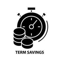 term savings symbol icon, black vector sign with editable strokes, concept illustration