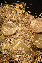 gold in coins, nuggets and ingots © Terry Davis1/Wirestock