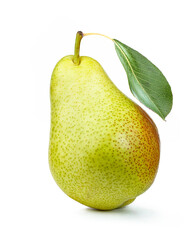 fresh ripe yellow appetized pear isolated white background