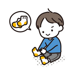 靴下を履く幼児