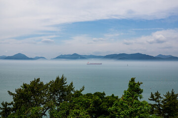 Fototapeta na wymiar Beautiful sea view of Gumidong beach in Namhaegun, Gyeongsangnamdo