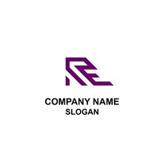 RE letter initial logo, simple and modern bold logo with unique shape.