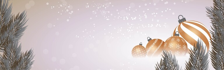 NEW YEAR GREETING BACKGROUND VECTOR ILLUSTARTION, BEAUTIFUL COLURFUL LIGHT BOKEH WITH XMAS TREE, CHRISTMAS BALLS FOR BACKGROUND CONCEPT