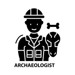 archaeologist icon, black vector sign with editable strokes, concept illustration