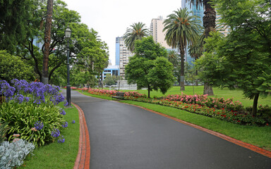 Flowers alley in Parliament Garden - Melbourne, Victoria, Australia