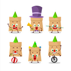 Cartoon character of recycle paper bag with various circus shows