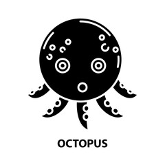 octopus icon, black vector sign with editable strokes, concept illustration