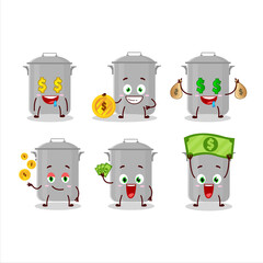 Stock pot cartoon character with cute emoticon bring money