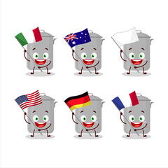 Stock pot cartoon character bring the flags of various countries