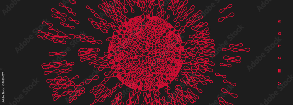 Wall mural 3d vector illustration for science, medicine or education. array with dynamic emitted particles.
