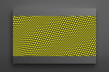 Wavy surface with optical illusion. Abstract polka dots pattern. Distorted texture. 3d vector illustration. © Login