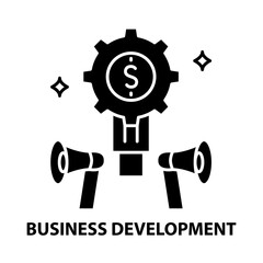 business development icon, black vector sign with editable strokes, concept illustration