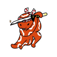 octopus samurai warrior vector graphic illustration, suitable for designs, logos, t-shirt designs, clothing, templates and other designs