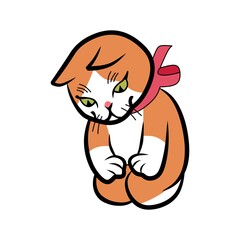kawaii sad cat graphic illustration vector, suitable for design t-shirts, logos, clothes, templates and others