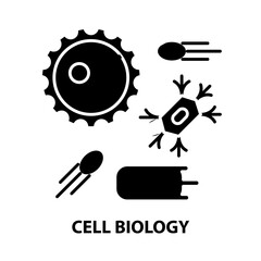 cell biology symbol icon, black vector sign with editable strokes, concept illustration
