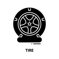 tire symbol icon, black vector sign with editable strokes, concept illustration