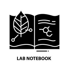 lab notebook icon, black vector sign with editable strokes, concept illustration