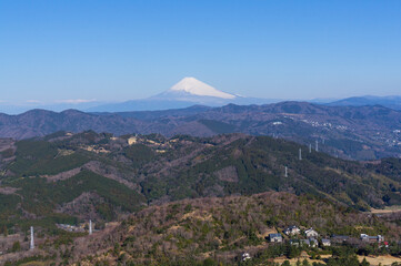 Fototapeta na wymiar 静岡県大室山から望む富士山