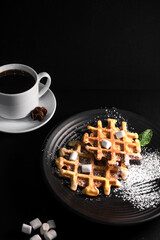 Belgian waffle with marshmallow