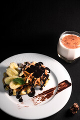 Belgian waffle with banana