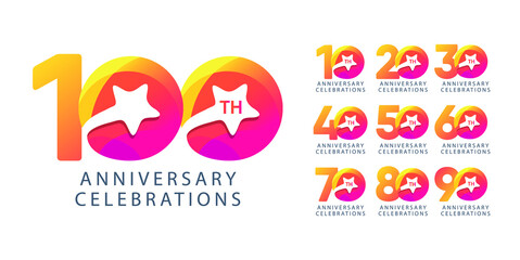 Set anniversary design logo concept. Logo for celebrations your company, greeting card, digital banner or print.
