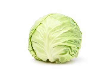 Fresh green cabbage isolated on white background. Clipping path.