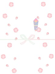 熨斗-テンプレート-のし-水引き-桜-新緑