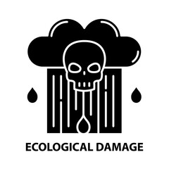 ecological damage icon, black vector sign with editable strokes, concept illustration