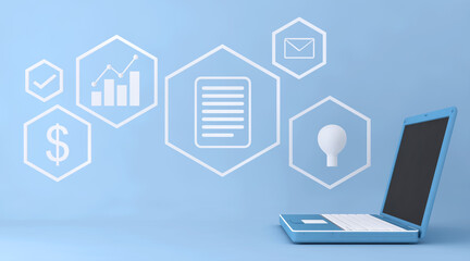 3D Automation and optimisation concept, business process workflow development.