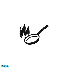 Icon vector graphic of pan cooking, good for template app etc