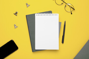 Color of the year 2021. Illuminating and Ultimate Gray. Yellow and Gray background, web banner with...