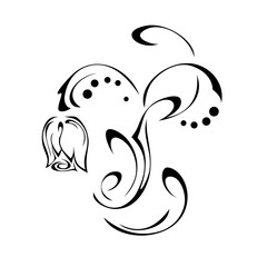 decorative element with one stylized flower bud and ornate ornament