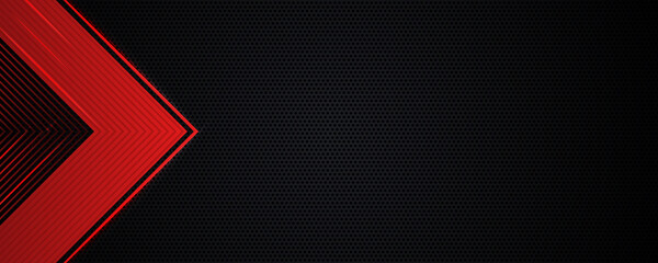 Template corporate concept red black grey and white contrast e-sport game background with triangle and square lines for wide banner. Vector graphic design illustration