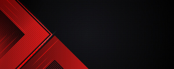 Template corporate concept red black grey and white contrast e-sport game background with triangle and square lines for wide banner. Vector graphic design illustration