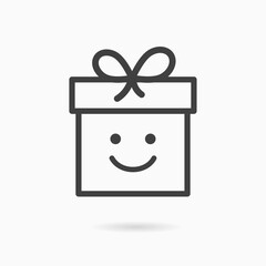 Gift box line icon on white background. Vector illustration.