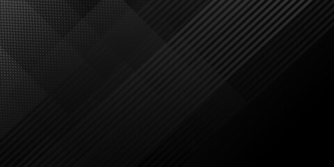 Black abstract paper background with lines and square shape design element