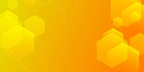 Abstract hexagonal yellow and orange color technology background